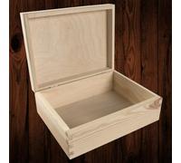 Woodeedoo Rectangular Wooden Storage Box Hinged Lid Jewellery Letters Stationery Gift Craft Paint Personalise 21.5 X 16.5 X 8 Cm