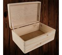 Woodeedoo Rectangular Wooden Storage Box Unpainted Natural Wood Ideal For Crafts Gifts Keepsakes Home Organisation 29.5X19.5X13Cm