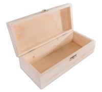 WooDeeDoo Rectangular Wooden Storage Box with Clasp and Hinged Lid - 24 x 10.5 x 7 cm - Unpainted Pine Case for Crafts Jewellery Trinkets Keepsakes Gift Decorating