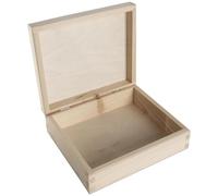 WooDeeDoo Rectangular Wooden Storage Box with Hinged Lid - 19 x 16.5 x 6 cm - Unfinished Pine Keepsake Gift Chest for Crafts Letters Trinkets DIY Decoupage Memory Storage