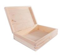 WooDeeDoo Rectangular Wooden Storage Box with Hinged Lid - 26.5 x 19 x 6.5 cm - Unpainted Pine Craft Box for Keepsakes Jewellery Trinkets DIY Decoration Painting Staining Decoupage