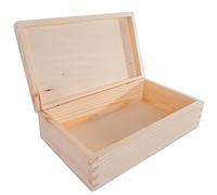 WooDeeDoo Rectangular Wooden Storage Box with Hinged Lid - 28 x 16 x 8 cm - Plain Pine Box for Crafts Gifts Décor Personalisation Painting Staining Decoupage Retail Display Keepsakes