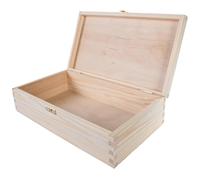 WooDeeDoo Rectangular Wooden Storage Box with Hinged Lid and Clasp - 28 x 16 x 8 cm - Unpainted Pine Box for Crafts Keepsakes Gifts Décor Retail Display Painting Decoupage DIY Use