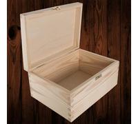 Woodeedoo Rectangular Wooden Storage Box With Hinged Lid And Clasp For Crafts Decoration Or Memory Items 22 X 16 X 10.5 Cm