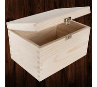 Woodeedoo Rectangular Wooden Storage Box With Hinged Lid And Clasp For Keepsakes A6 Paper Crafts Engraving Gifts 22 X 16 X 13.5 Cm