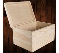 Woodeedoo Rectangular Wooden Storage Box With Hinged Lid For Crafts A6 Papers Gift Keepsakes Decoupage Painting 22 X 16 X 13.5 Cm