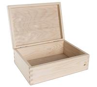 WooDeeDoo Rectangular Wooden Storage Box with Lid - 22 x 16 x 8 cm - Plain Pine Craft Box for Keepsakes Gifts Jewellery Memory Tokens or DIY Decoration
