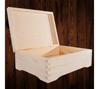 Woodeedoo Rectangular Wooden Storage Box With Lid Decorative Pine Keepsake Craft Display Jewellery Organiser 24 X 17.5 X 8 Cm