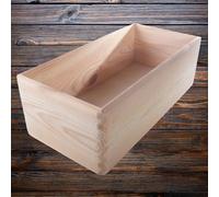 Woodeedoo Rectangular Wooden Storage Crate Box 40X20X13Cm Natural Pine Kitchen Shelf Organiser Pantry Bin Drawer Insert Container