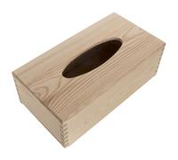 WooDeeDoo Rectangular Wooden Tissue Box Holder with Sliding Base and Elliptical Top Unfinished Pine Tissue Dispenser for Loose Tissues Bathroom Office Refill-Style Container 25 x 13 x 9 cm