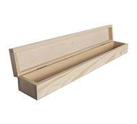 WooDeeDoo Rustic Long Wooden Box with Hinged Lid - 47 x 7 x 5.5 cm - Plain Unfinished Pine Storage for Candles Wands Craft Tools DIY Decoration Communion Baptism Personalised Gift Case