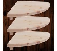 Woodeedoo Rustic Pine Corner Shelf Pack Of 3 With Wall Brackets Natural Floating Storage Boards 30 X 30 X 1.4 Cm