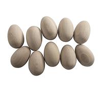 WooDeeDoo Set (10) Wooden Eggs | Small 57 x 35 mm| Easter Plain Beechwood Decorations Fake Egg
