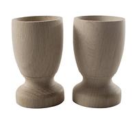 WooDeeDoo Set (2) Wooden Egg Cups Large 70 x 42 mm Plain Beechwood | Natural Wood Breakfast Egg Stands Holder