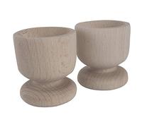 WooDeeDoo Set (2) Wooden Egg Cups | Medium 50 x 45 mm | Plain Beechwood Crafts Natural Wood Breakfast Egg Stands Holder