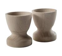 WooDeeDoo Set (2) Wooden Egg Cups Small 45 x 42 mm Plain Beechwood | Natural Wood Breakfast Egg Stands Holder