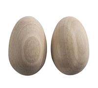 WooDeeDoo Set (2) Wooden Eggs | Small 57 x 35 mm| Easter Plain Beechwood Decorations Fake Egg