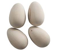 WooDeeDoo Set (4) Wooden Eggs | Large 84 x 50 mm | Easter Plain Beechwood Decorations Craft Fake Egg