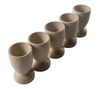 WooDeeDoo Set (5) Wooden Egg Cups Large 70 x 42 mm Plain Beechwood | Natural Wood Breakfast Egg Stands Holder