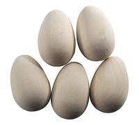 WooDeeDoo Set (5) Wooden Eggs | Large 84 x 50 mm | Easter Plain Beechwood Decorations Craft Fake Egg