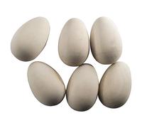 WooDeeDoo Set (6) Wooden Eggs | Large 84 x 50 mm | Easter Plain Beechwood Decorations Craft Fake Egg