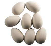 WooDeeDoo Set (8) Wooden Eggs | Large 84 x 50 mm | Easter Plain Beechwood Decorations Craft Fake Egg
