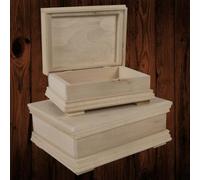 Woodeedoo Set Of 2 Decorative Unfinished Wooden Trinket Boxes With Hinged Lids Vintage Style Keepsake Case