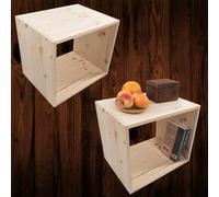 Woodeedoo Set Of 2 Pine Cube Bookcase Shelving Units Stackable Freestanding Floor Storage Boxes For Home Or Office 45 X 39 X 35 Cm
