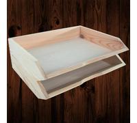 Woodeedoo Set Of 2 Stackable Horizontal Wooden Letter Tray A4 Document Holder Paper Sorter For Desk Or Office 34 X 27 X 6 Cm