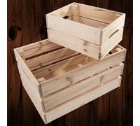 Woodeedoo Set Of 2 Strong Wooden Crates Flat Pack Stackable Nesting Pine Storage Apple Boxes Decorative Hampers