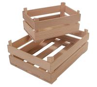 WooDeeDoo Set of 2 Wooden Decorative Extra Small Crates | Tiny Mini Cute Little Box | Souvenir Case Display Shelf Collection Counter Storage | Unpainted Natural Wood Gift Hamper