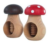 WooDeeDoo Set of 2 Wooden Nut Crackers - Mushroom Toadstool Red Cap with White Spots & Dark Brown Cap - Beech Wood Screw Press Nutcracker for Walnuts Hazelnuts - Rustic Kitchen Gadget Gift Idea