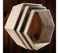 Woodeedoo Set Of 3 Hexagonal Wall Shelves Unfinished Solid Pine Hanging Display Units Home Organisation Decoration Photo Shelf