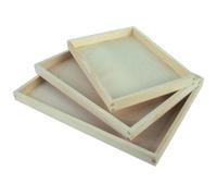 Woodeedoo Set Of 3 Large Rectangular Wooden Serving Trays Shallow Display Boxes Unfinished Pine Storage Organisers Home Décor