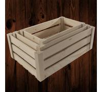 Woodeedoo Set Of 3 Nesting Wooden Crate Storage Boxes Decorative Display Hampers Slatted Unfinished Pine Paint Varnish Stain