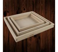 Woodeedoo Set Of 3 Square Wooden Display Trays Shallow Unfinished Pine Serving Storage Boxes Organiser Keys Jewellery Home Décor