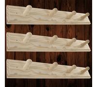Woodeedoo Set Of 3 Wooden Coat Hooks Wall Mounted 4 Pegs Hanger Rail Natural Pine Diy Hook Racks For Wall Storage 37 X 6 X 5.5 Cm