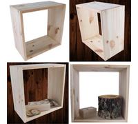 Woodeedoo Set Of 4 Pine Cube Shelves Square Wall Mount Storage Display Boxes In Natural Wood 31.5 X 17 X 31.5 Cm