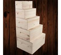 Woodeedoo Set Of 5 Nesting Wooden Storage Boxes Plain Pine With Hinged Lids For Crafts Gifts Keepsakes Memories Diy Decoration