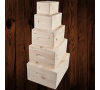 Woodeedoo Set Of 5 Nesting Wooden Storage Boxes Plain Pine With Hinged Lids For Crafts Gifts Keepsakes Memories Home Organisation