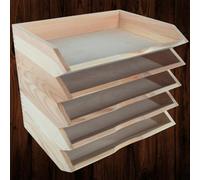 Woodeedoo Set Of 5 Stackable Horizontal Wooden Letter Tray A4 Document Holder Paper Sorter For Desk Or Office 34 X 27 X 6 Cm