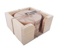 WooDeeDoo Set of 6 Round Blank Wooden Coasters With Box Holder | Unfinished Plain Decorative Beech DIY Craft Shapes | ∅ 9 cm Thickness 8 mm | Glass Drink Mugs Table Circles