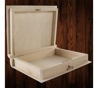 Woodeedoo Shallow Lockable Wooden Book-Shaped Storage Box Slim Gift Case 21X17X4.5Cm For Keepsakes Accessories And Crafts
