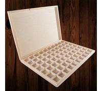 Woodeedoo Shallow Slim Wooden Box With 70 Compartments Jewellery & Gemstone Display Organiser Tray Holder Case 37X26.5X3Cm