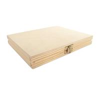 WooDeeDoo Shallow Slim Wooden Box with Lid & Clasp | 21.5 x 18 x 3 cm | Merci Gift Valuables Storage Keepsake Case | Plain Decorative Pine for Craft Decoupage