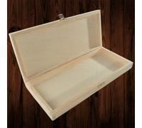 Woodeedoo Shallow Slim Wooden Storage Box With Lid And Clasp For Brushes Pencils Crayons Keepsakes Craft Supplies 34 X 15 X 4 Cm