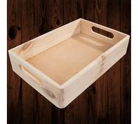 Woodeedoo Shallow Stackable Wooden Tray Box Pine Storage Crate For Serving Coffee Kitchen Drawer Cupboard Office 29.5X19.5X7Cm