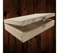 Woodeedoo Shallow Wooden Gift Box With Clasp And Hinged Lid Plain Pine Storage Crafts Jewellery Keepsakes Diy Case 25 X 15 X 5 Cm