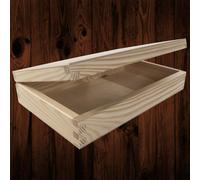 Woodeedoo Shallow Wooden Gift Box With Hinged Lid Plain Pine Keepsake And Craft Storage Case For Diy Decoration 25 X 15 X 5 Cm