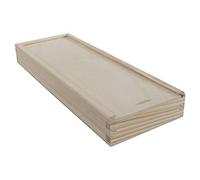 WooDeeDoo Slim Wooden Storage Box for Crayons Pencils Paintbrushes or DIY Crafts - Sliding Lid Unfinished Pine Craft Box - 30.5 x 10.5 x 3.5 cm - Plain Pine to Decorate or Personalise